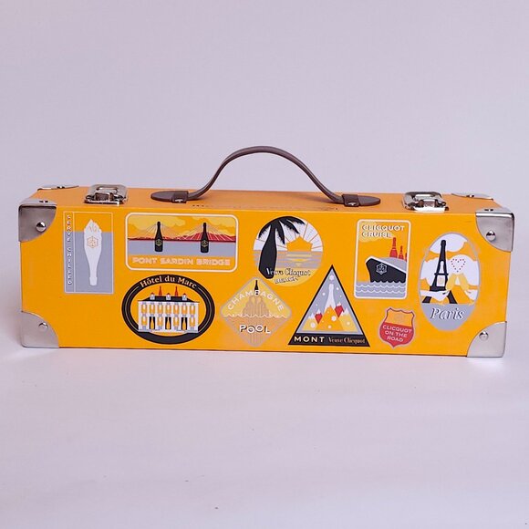 Veuve Clicquot Steamer Trunk Wine Cooler Box EUC Clicquot Cruise PARIS Mont Veuv - Picture 1 of 11